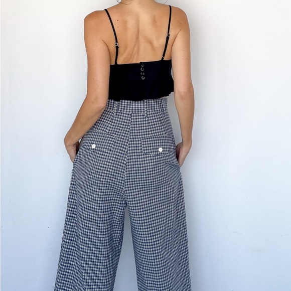 Caron Callahan Adler Pant in Navy Miniplaid - Picture 1 of 7